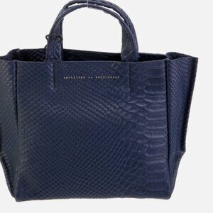 NWT Ampersand As Apostrophe Navy Night Python Texture Half Tote MSRP 538